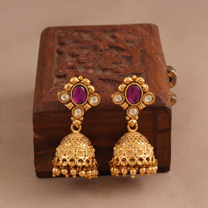 Long stone antique gold beautiful mangalsutra set