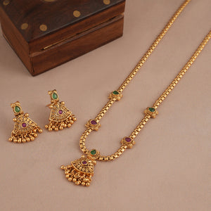 Cute antique gold stone delicate necklace set