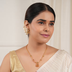 Cute antique gold stone delicate necklace set