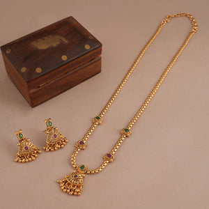 Cute antique gold stone delicate necklace set