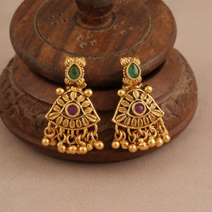 Cute antique gold stone delicate necklace set