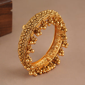 Beautiful plain antique gold ghungroo kada bangle