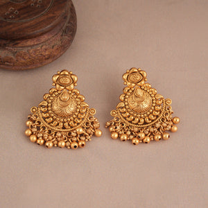 Stunning plain antique gold traditional necklace set