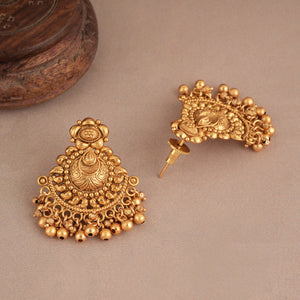 Stunning plain antique gold traditional necklace set