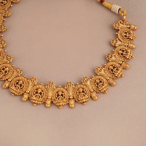 Stunning plain antique gold maa lakhsmi necklace set for women I Temple Jewellery