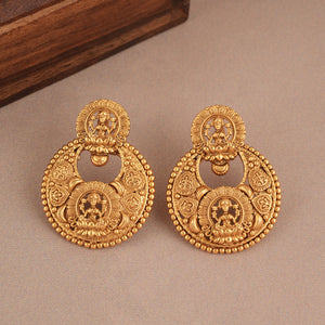 Stunning plain antique gold maa lakhsmi necklace set for women I Temple Jewellery
