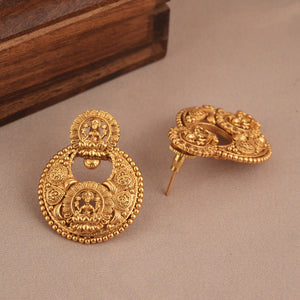 Stunning plain antique gold maa lakhsmi necklace set for women I Temple Jewellery