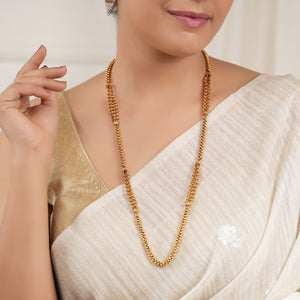 Long plain antique gold traditional mala