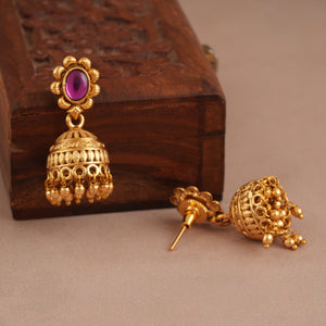 Long antique gold rajwadi stone mangalsutra set