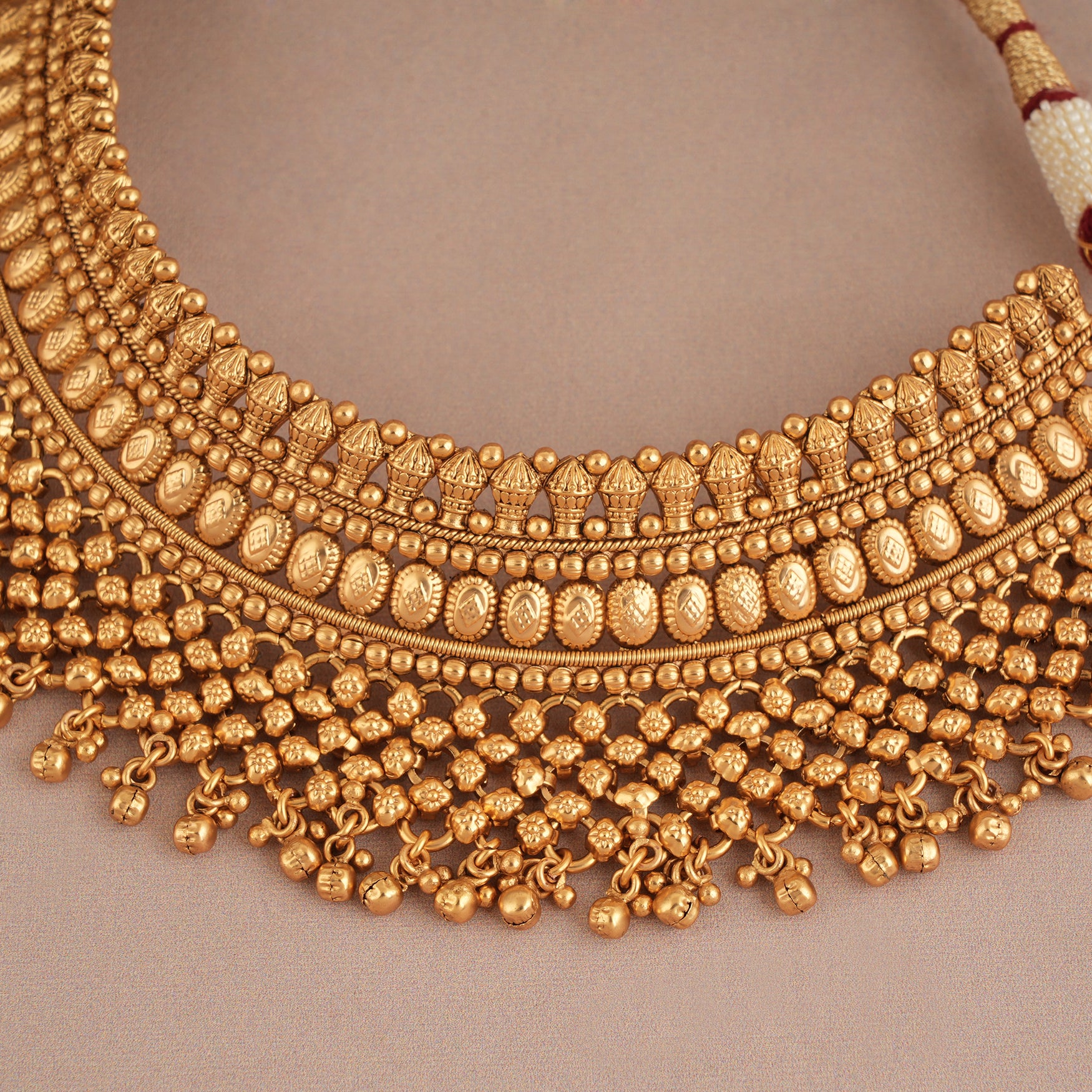 Amazing plain antique gold traditional necklace set with earring
