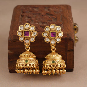 Long antique gold muticolor stone mangalsutra set