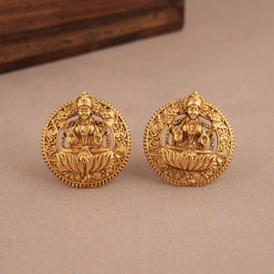 Beautiful plain antique gold maa lakshmi pendant set I Temple Jewellery