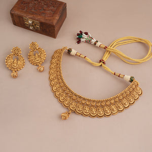 Amazing plain antique gold traditional choker necklace set