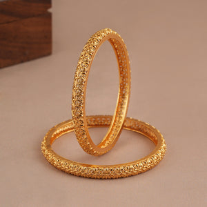 Amazing antique gold plated carved bangle set