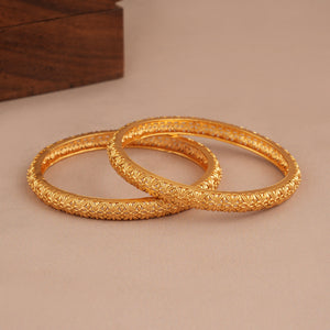 Amazing antique gold plated carved bangle set