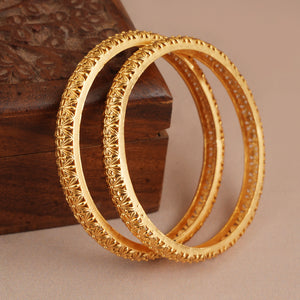 Amazing antique gold plated carved bangle set