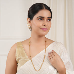 Long simple antique gold plated mala