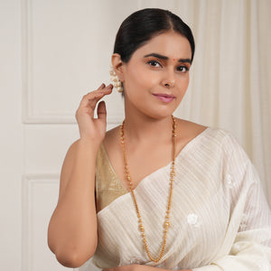 Beautiful long antique gold plated mala for women