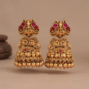 Beautiful antique gold ruby ma lakshmi necklace set I Temple Jewellery