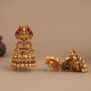 Beautiful antique gold ruby ma lakshmi necklace set I Temple Jewellery