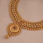 Amazing plain antique plated floral necklace set