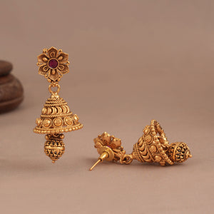 Amazing plain antique plated floral necklace set