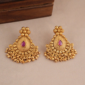Stunning ruby antique gold traditional necklace set
