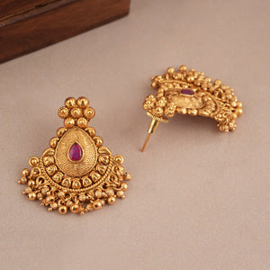 Stunning ruby antique gold traditional necklace set