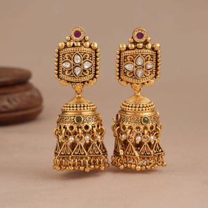 Traditional antique gold multicolor kundan choker necklace set