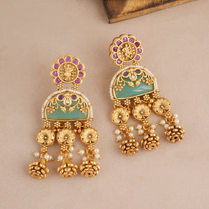 Gorgeous antique gold plated rajwadi necklace set