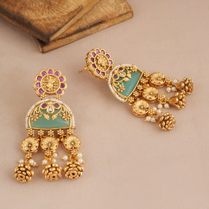 Gorgeous antique gold plated rajwadi necklace set