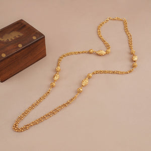 Long delicate antique gold plain mala string