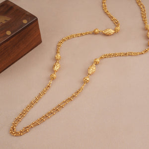 Long delicate antique gold plain mala string