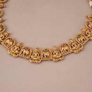 Stunning multicolor plain antique gold ma lakshmi necklace set I Temple Jewelry