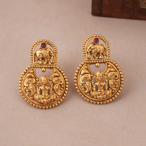 Stunning multicolor plain antique gold ma lakshmi necklace set I Temple Jewelry