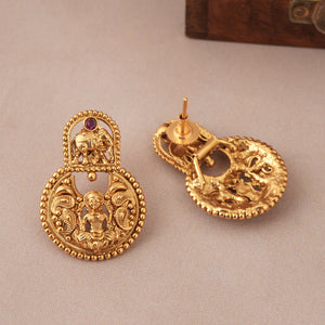 Stunning multicolor plain antique gold ma lakshmi necklace set I Temple Jewelry