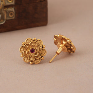 Beautiful plain floral antique gold plated necklace set