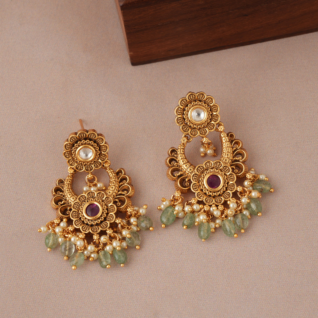 Stunning antique gold kundan multicolor mangalsutra set