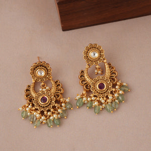Stunning antique gold kundan multicolor mangalsutra set
