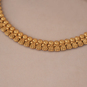 Plain traditional antique gold necklace set