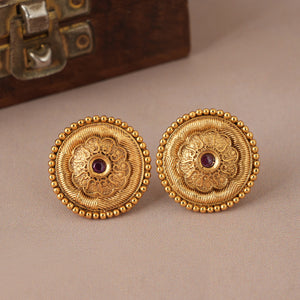 Stunning plain floral antique gold choker necklace set