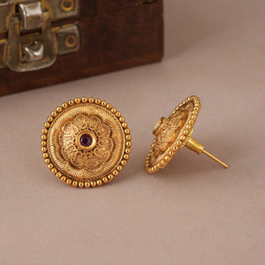 Stunning plain floral antique gold choker necklace set