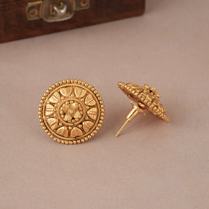 Plain antique gold intricate necklace set