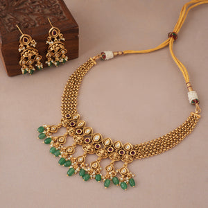 Traditional intricate kundan multicolor necklace set