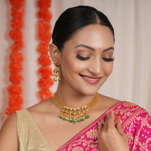 Traditional intricate kundan multicolor necklace set