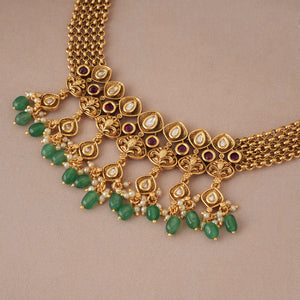 Traditional intricate kundan multicolor necklace set