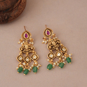 Traditional intricate kundan multicolor necklace set