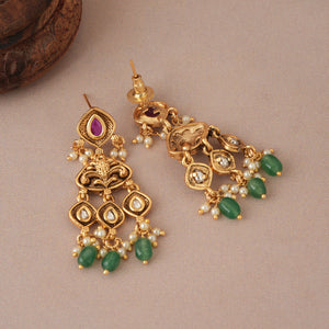 Traditional intricate kundan multicolor necklace set