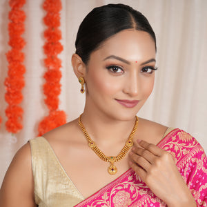 Stunning stone antique gold traditional necklace set