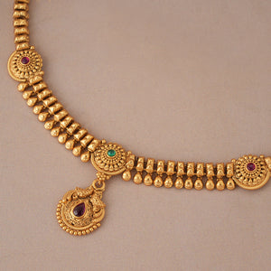 Stunning stone antique gold traditional necklace set